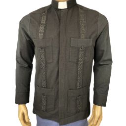DISCONTINUED: Long Sleeve Clerical Guayabera 50% Cotton.