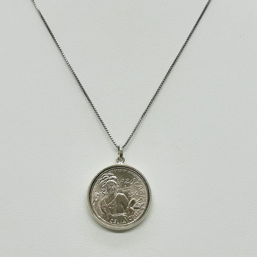 Small Celia Cruz Sterling Silver Pendant with Chain – Limited Edition