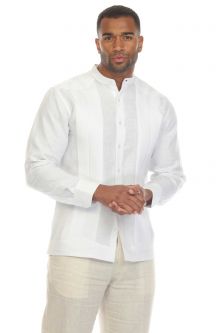 Men's Mandarin Collar Beach Wedding Guayabera Shirt