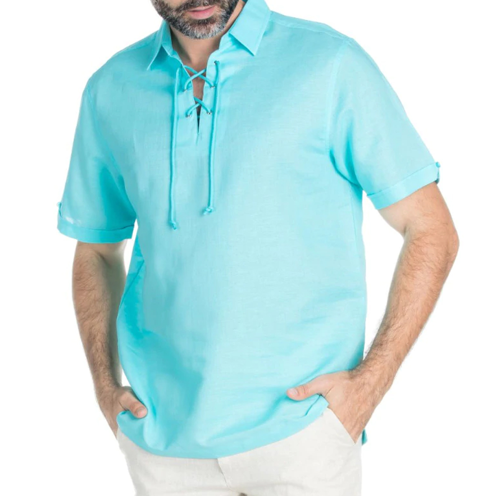 men's lace up front shirts
