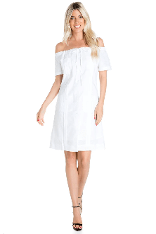 Off the shoulders guayabera linen dress