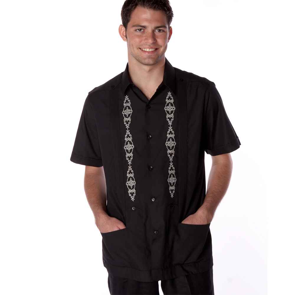 Men's Embroidered Guayabera Poly-Cotton ...