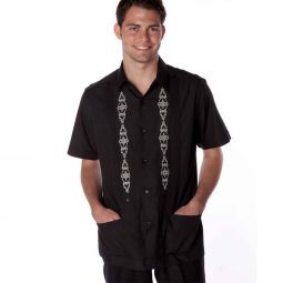 Men's Embroidered Guayabera Poly-Cotton