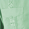 Embroidered Cotton Blend Guayabera - Gray