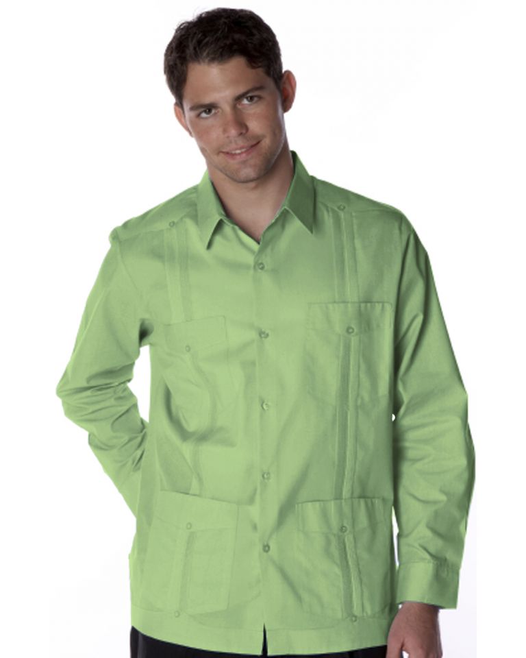 Traditional Cotton Blend Long Sleeve Guayabera Shirt item:myc2268