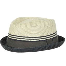 Small Brim Fedora Hat In Black-Beige