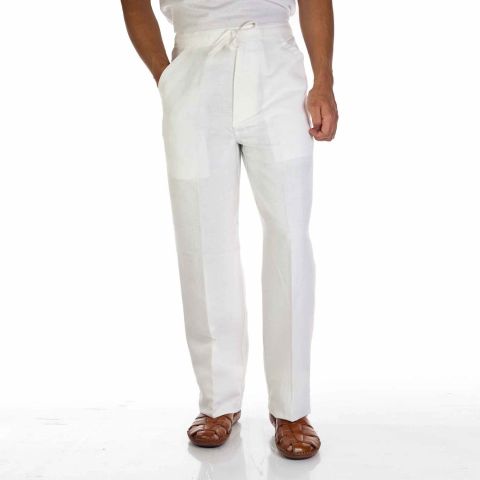 Mens Cubavera Solid Drawstring Elastic Linen Pants - C85B0063-BLACK – New  York Man Suits