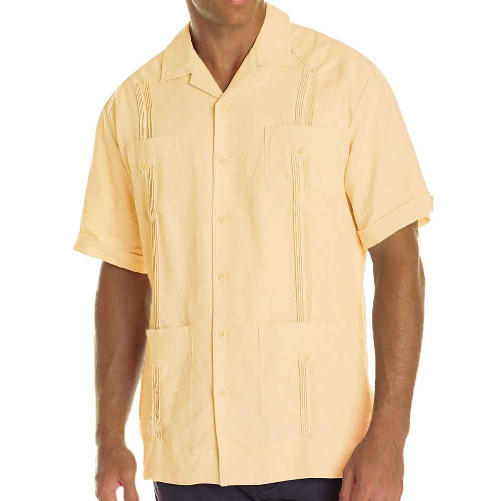 Short Sleeve 100% Linen Guayabera ...