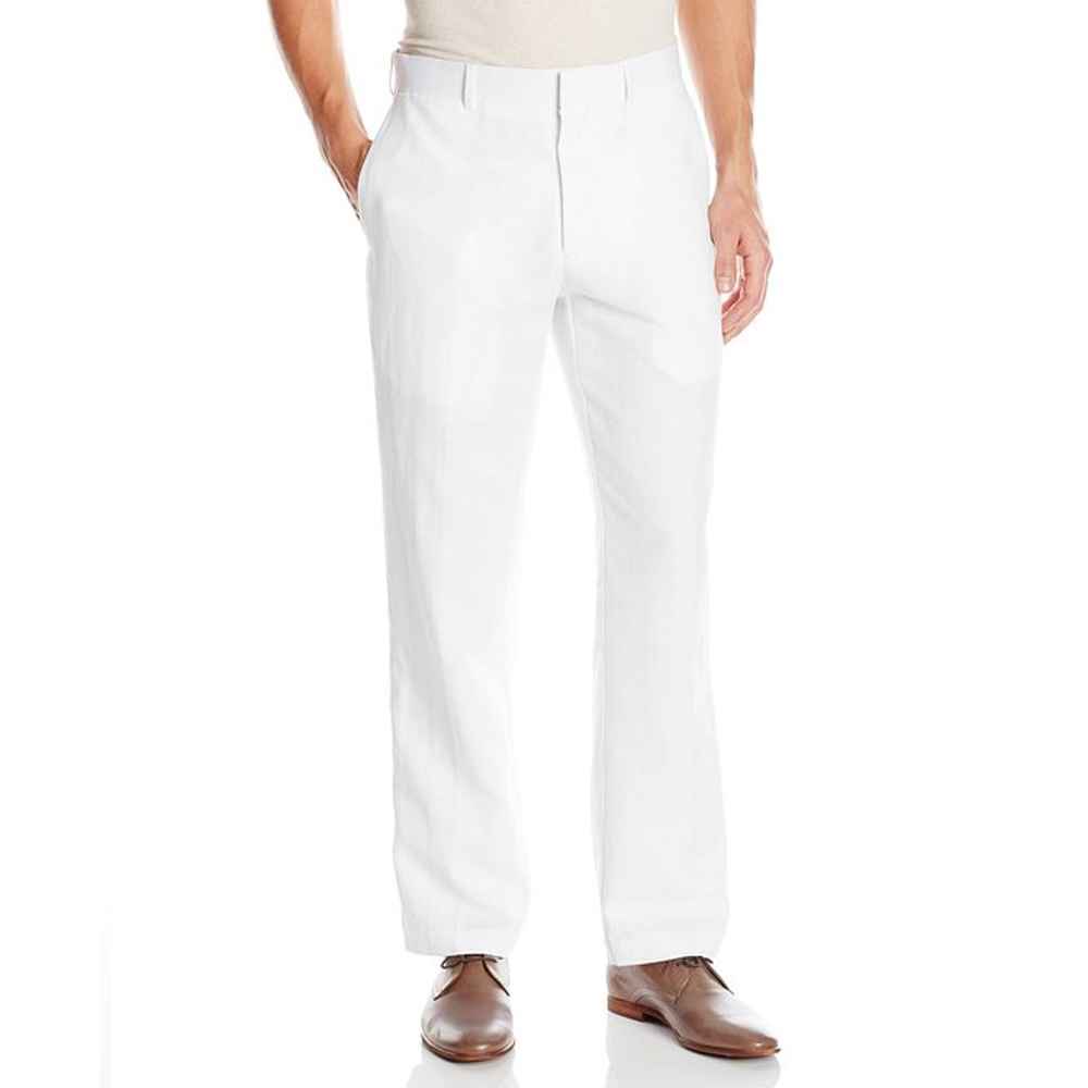 Mycubanstore item:CUBF5034 Men's Easy Care Linen Blend Flat Front Pant