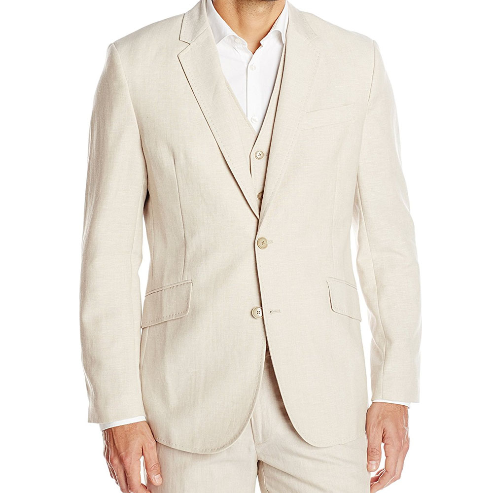 Cubavera Men's Linen Blend Jacket, Khaki, Small, Beige