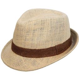 Jute Natural With Brown Band Hat