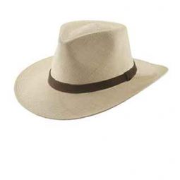 Scala Hats Panama Outback Leather Trim