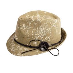Natural Embroidered Rose Hat