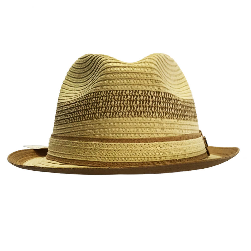 Beige fedora hat by Zappa.