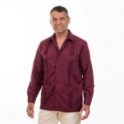 Traditional Cotton Blend Long Sleeve Guayabera Shirt